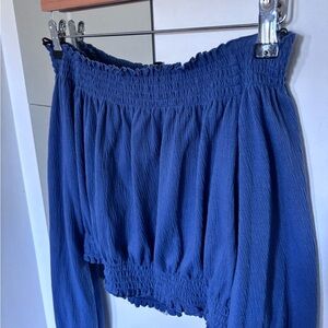 H&M Off the Shoulder Crop Top in Blue